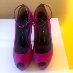 Giuseppe Zanotti pink suede platforms
